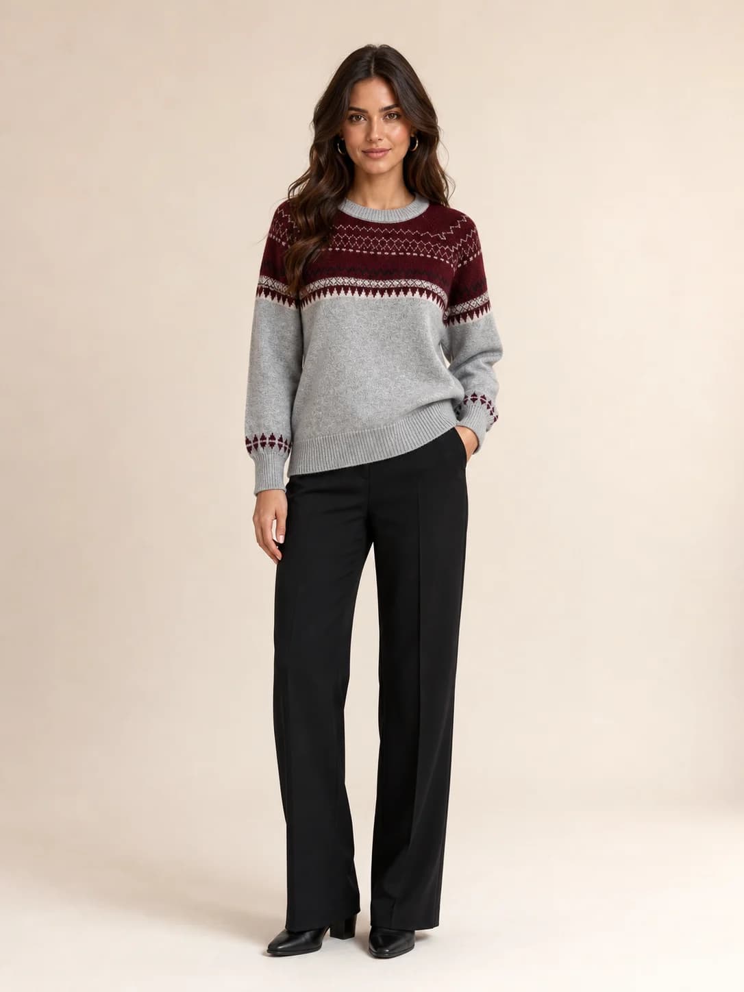 Maglia Nordic Bordeaux / Grigio Florya Moda