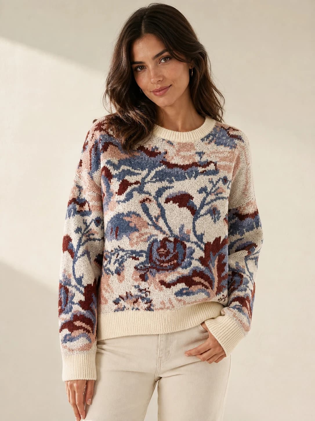 Maglia Floreale Autunno Cielo / Bordeaux Florya Moda