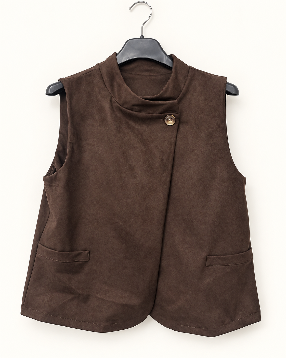 Gilet asimmetrico effetto camoscio