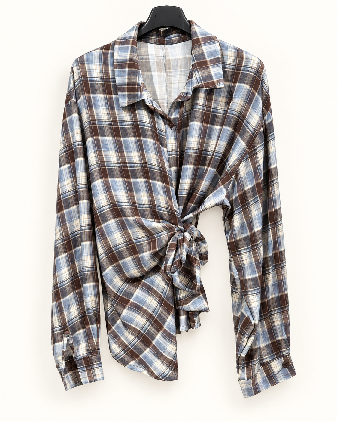 Camicia a quadri con nodo laterale