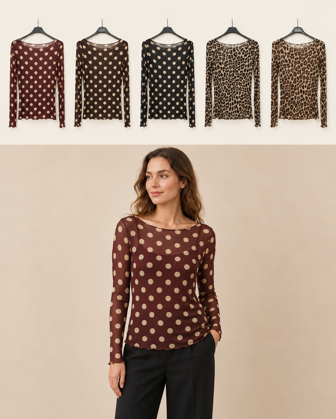 Sottogiacca viscosa cashmere fantasia Bordo pois Florya Moda
