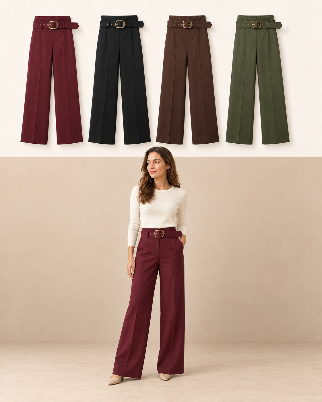 Pantalone ampio con cintura Bordo Florya Moda