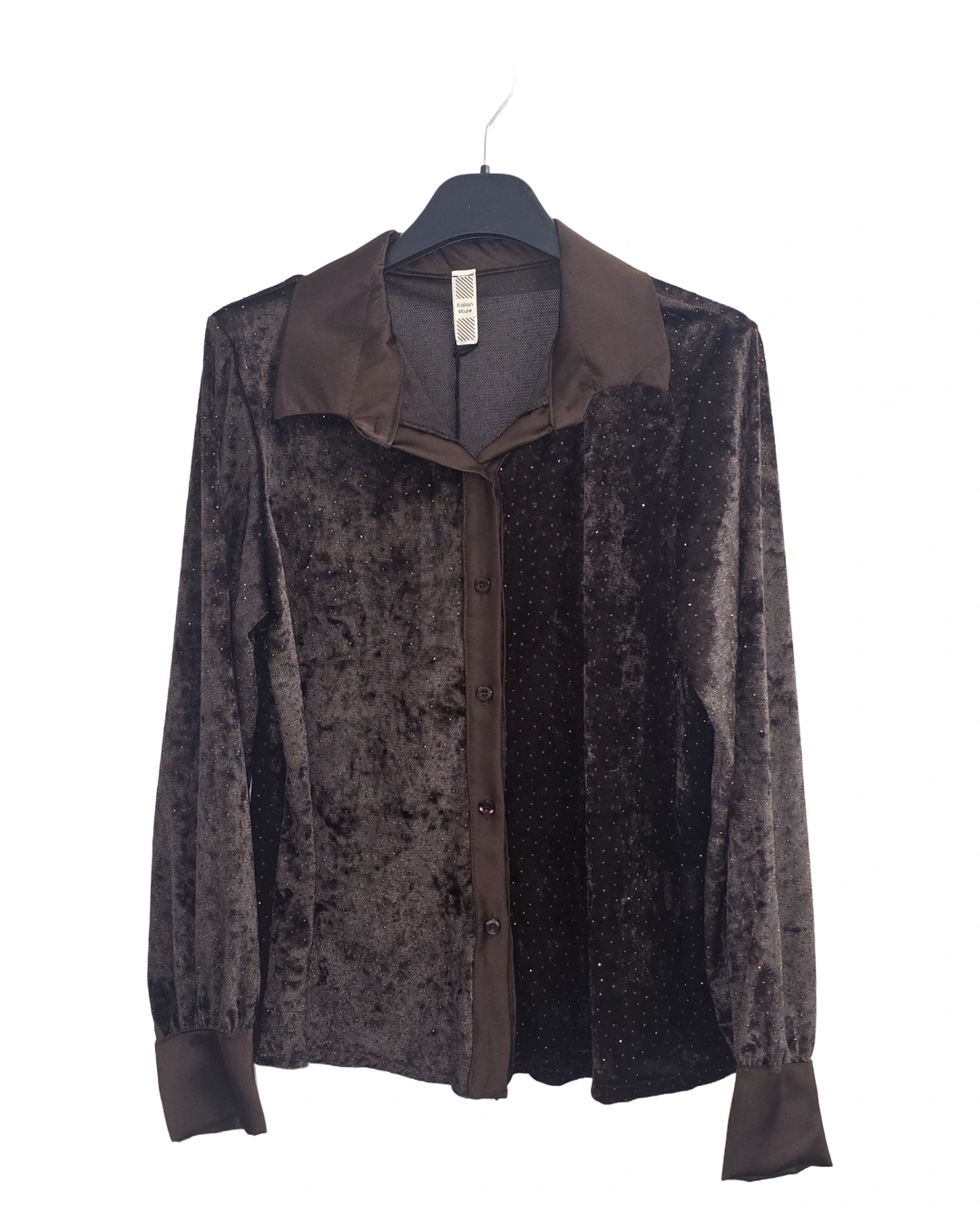 Camicia effetto velluto con finiture satinate